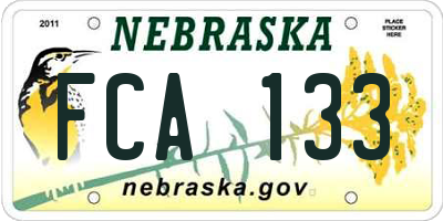 NE license plate FCA133