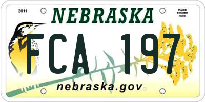 NE license plate FCA197