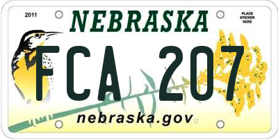 NE license plate FCA207
