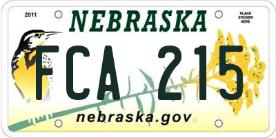 NE license plate FCA215