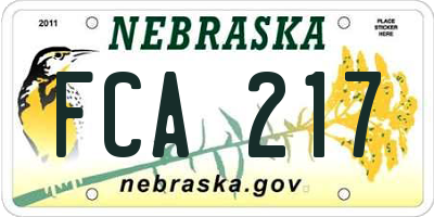 NE license plate FCA217
