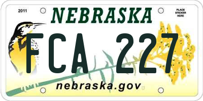 NE license plate FCA227