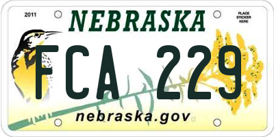 NE license plate FCA229