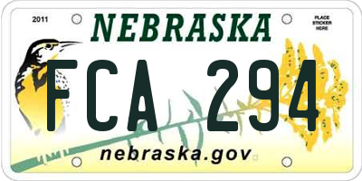 NE license plate FCA294