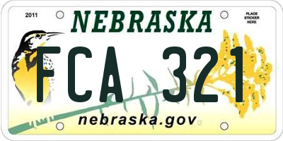 NE license plate FCA321