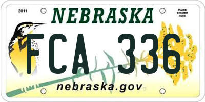 NE license plate FCA336