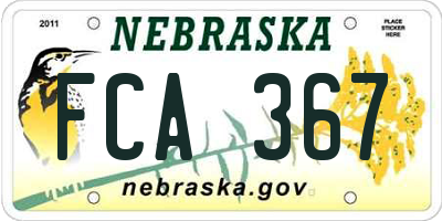 NE license plate FCA367