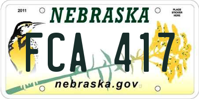 NE license plate FCA417