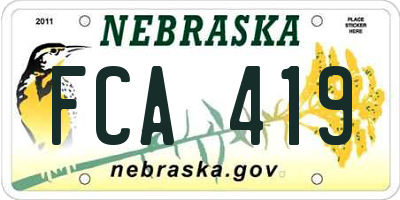 NE license plate FCA419
