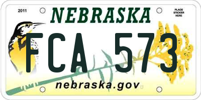 NE license plate FCA573
