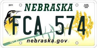 NE license plate FCA574