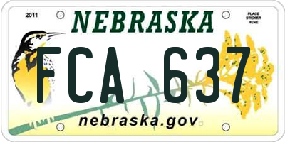NE license plate FCA637
