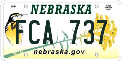 NE license plate FCA737