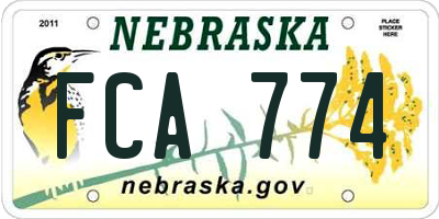NE license plate FCA774
