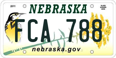 NE license plate FCA788