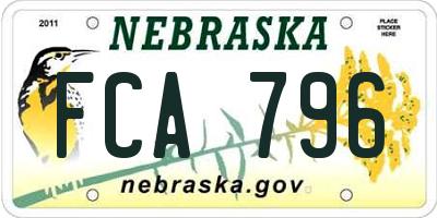 NE license plate FCA796