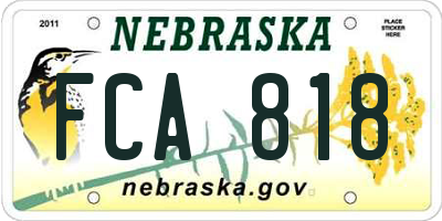 NE license plate FCA818