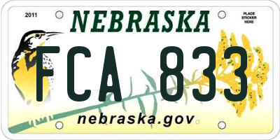 NE license plate FCA833