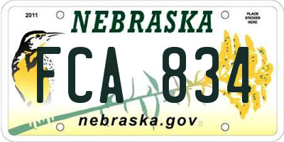 NE license plate FCA834