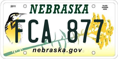 NE license plate FCA877