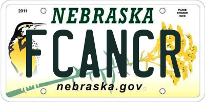 NE license plate FCANCR