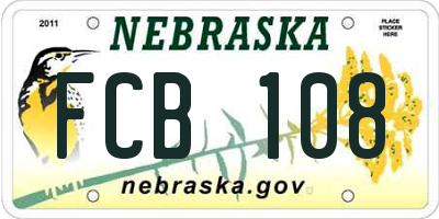 NE license plate FCB108