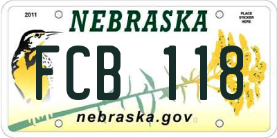NE license plate FCB118
