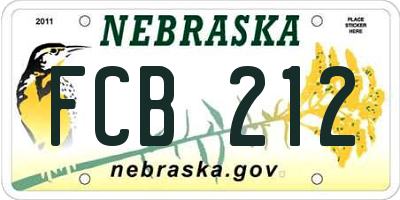 NE license plate FCB212