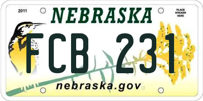 NE license plate FCB231