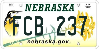 NE license plate FCB237