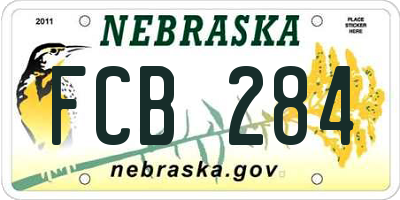 NE license plate FCB284