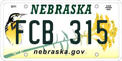 NE license plate FCB315