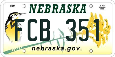 NE license plate FCB351