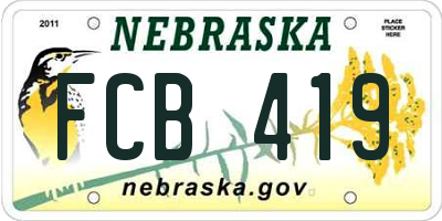 NE license plate FCB419