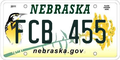 NE license plate FCB455