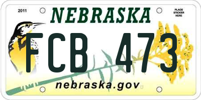 NE license plate FCB473