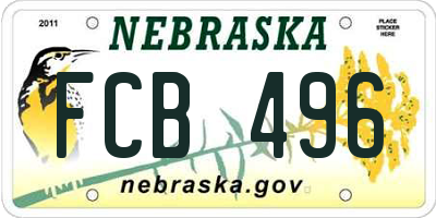 NE license plate FCB496
