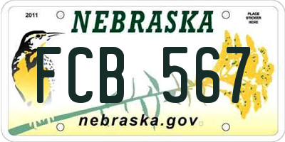 NE license plate FCB567