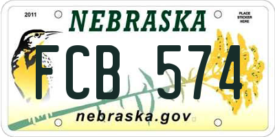NE license plate FCB574