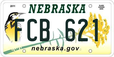NE license plate FCB621