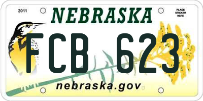 NE license plate FCB623