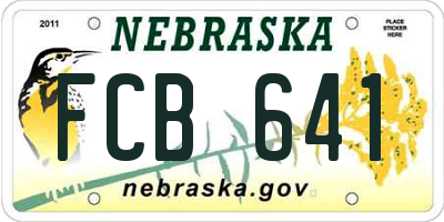 NE license plate FCB641
