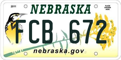 NE license plate FCB672