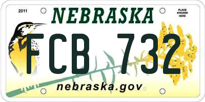 NE license plate FCB732