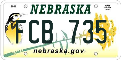 NE license plate FCB735