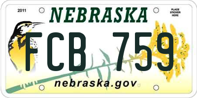 NE license plate FCB759