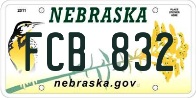 NE license plate FCB832