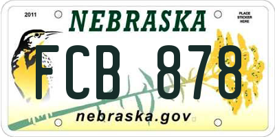 NE license plate FCB878
