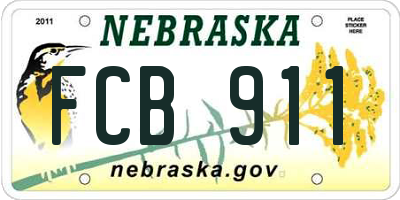 NE license plate FCB911