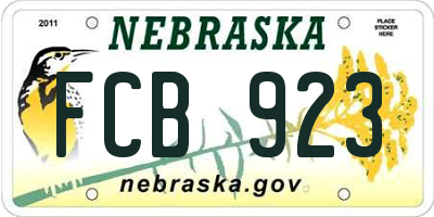 NE license plate FCB923